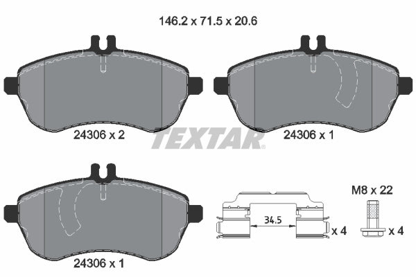 Pastillas De Freno Delanteras Mercedes Benz Clase C (W204), E (W212), SLK (R172) 0054200820